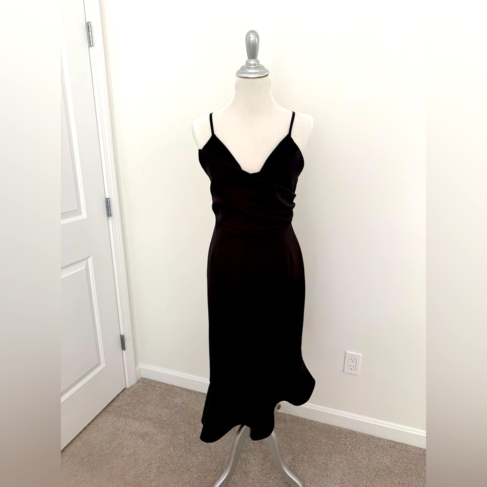 NEW w/ Tag Black Midi Dress Size 14 - Picture 1 of 5